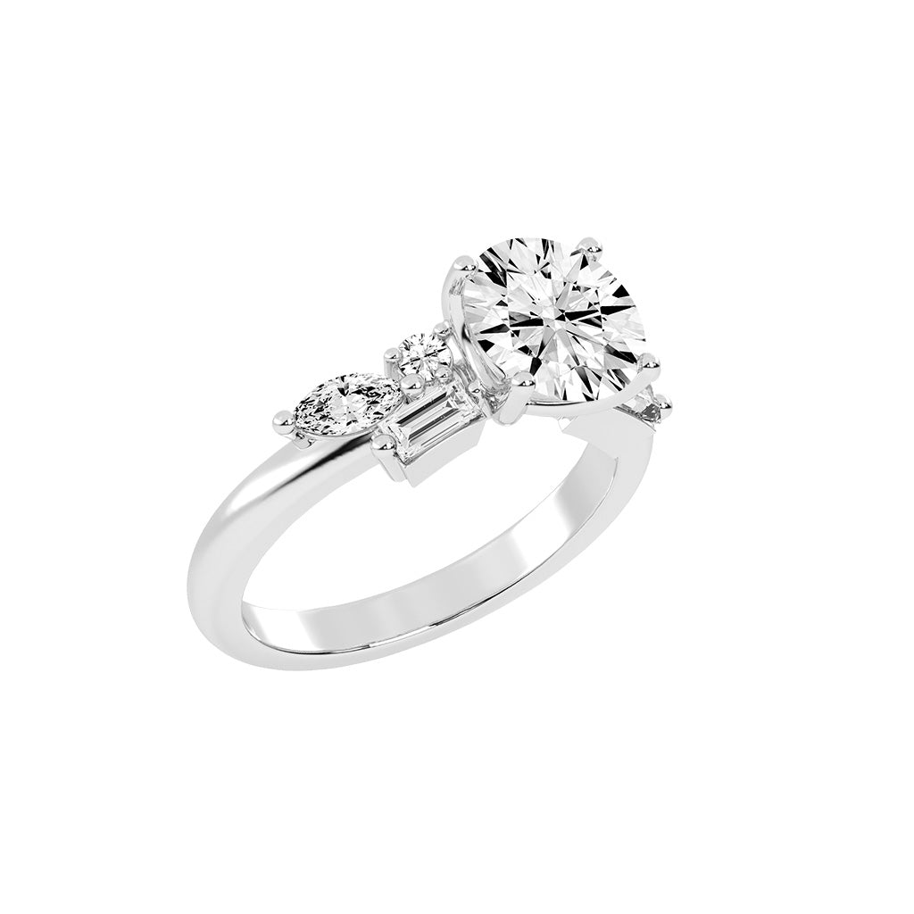 Aurealis round cut side stone lab diamond ring