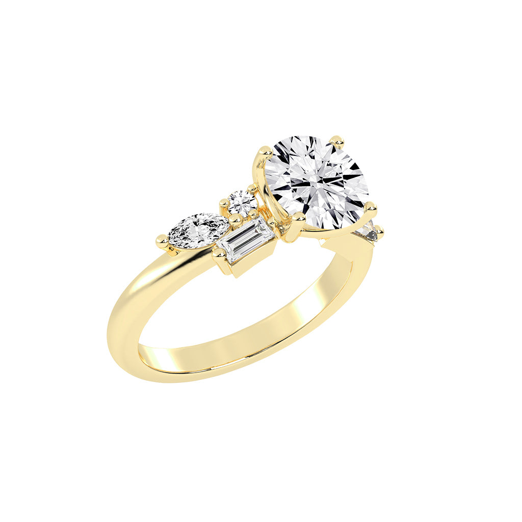 Aurealis round cut side stone lab diamond ring