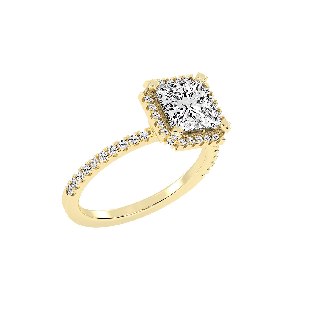 Haloeneva princess cut halo lab diamond ring