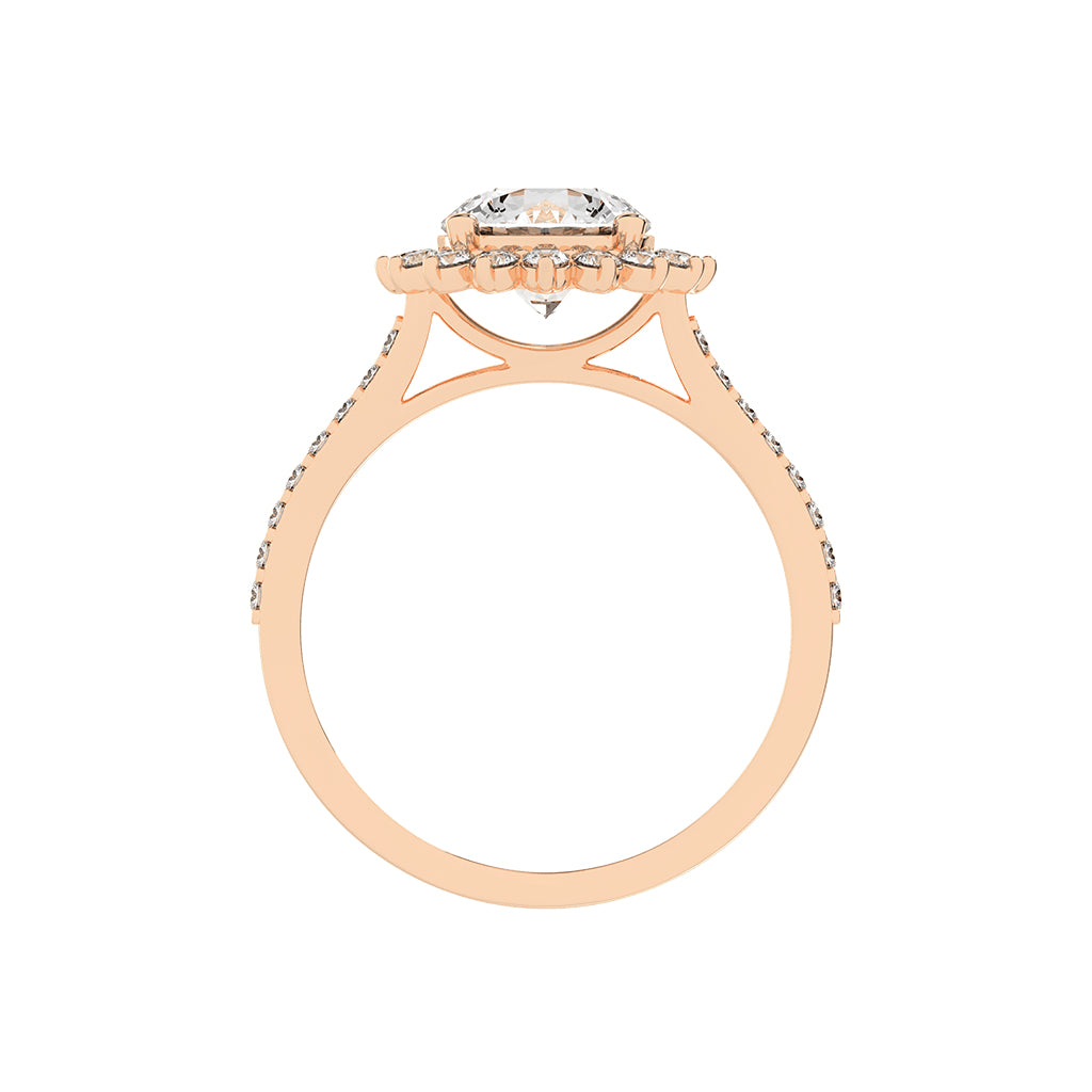 Haliosa flower style round cut halo lab diamond ring