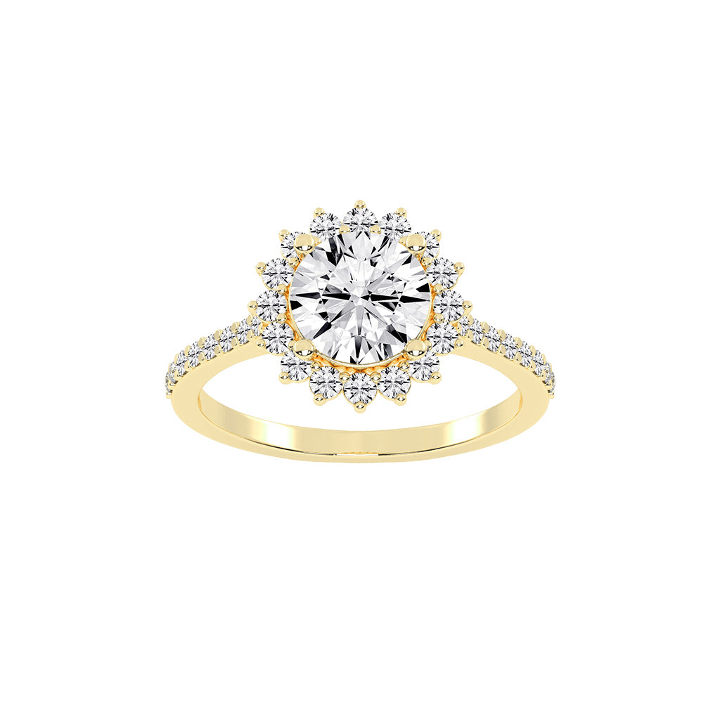 Haliosa flower style round cut halo lab diamond ring