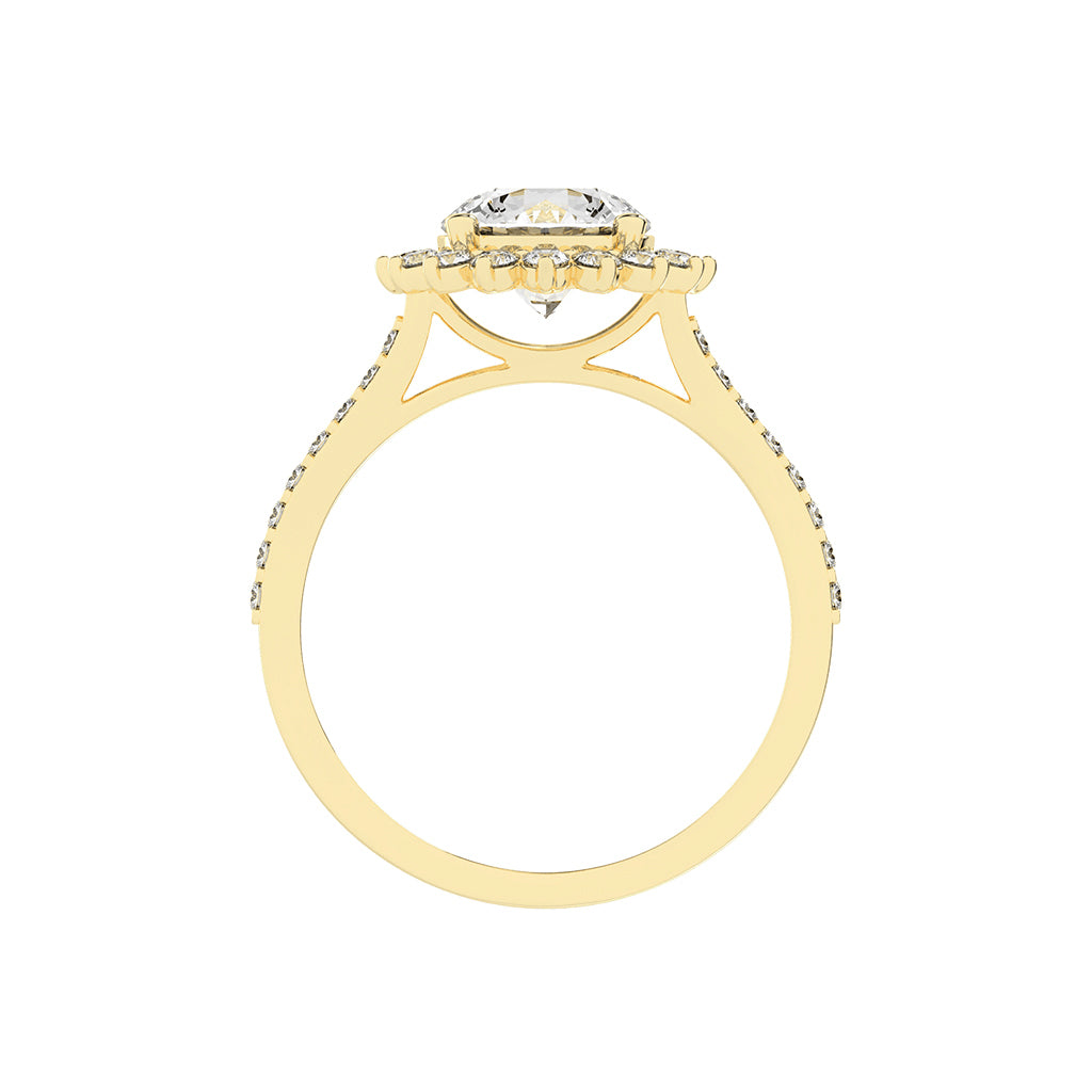 Haliosa flower style round cut halo lab diamond ring