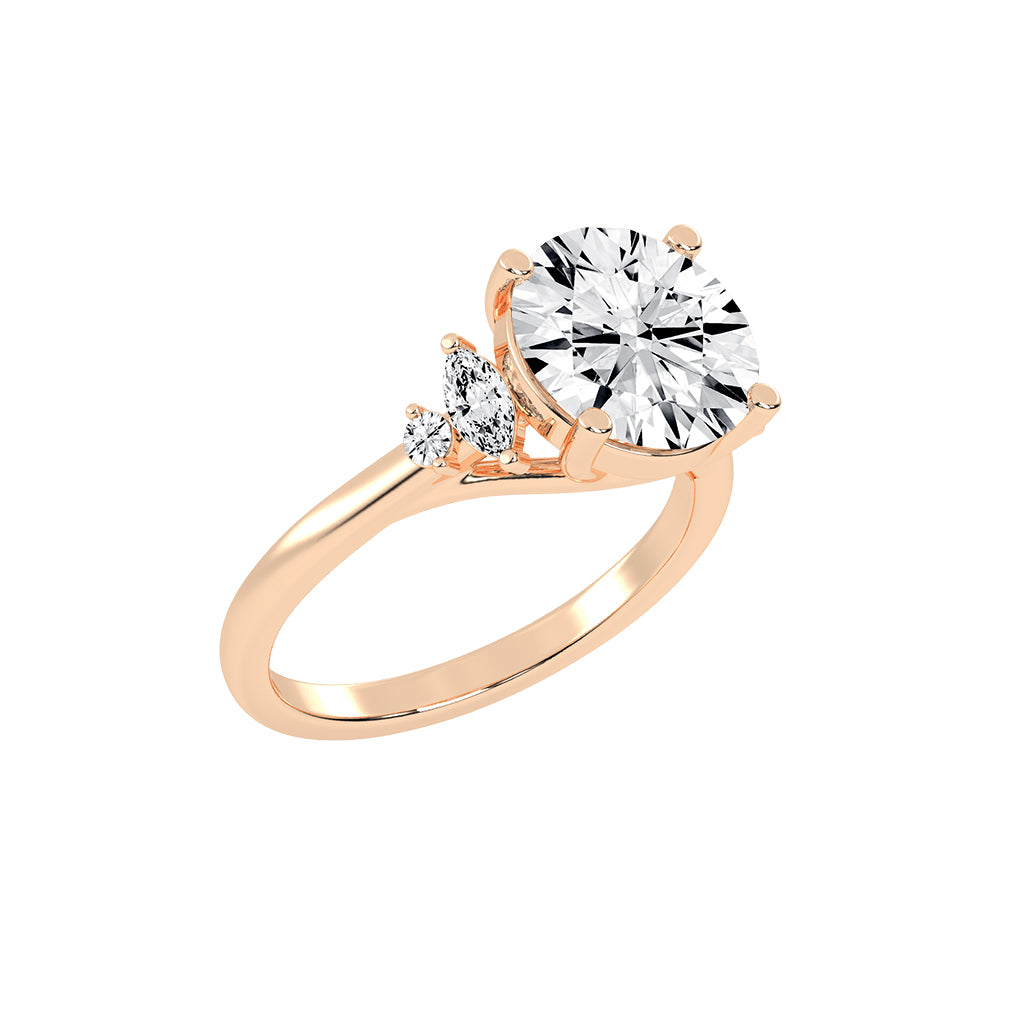 Sidelle four prong round cut side stone lab diamond ring