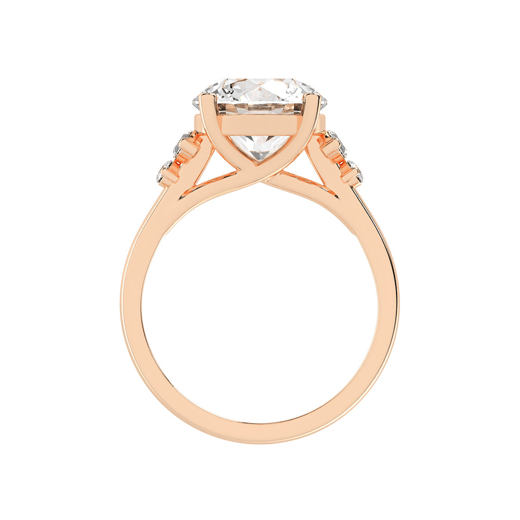 Sidelle four prong round cut side stone lab diamond ring