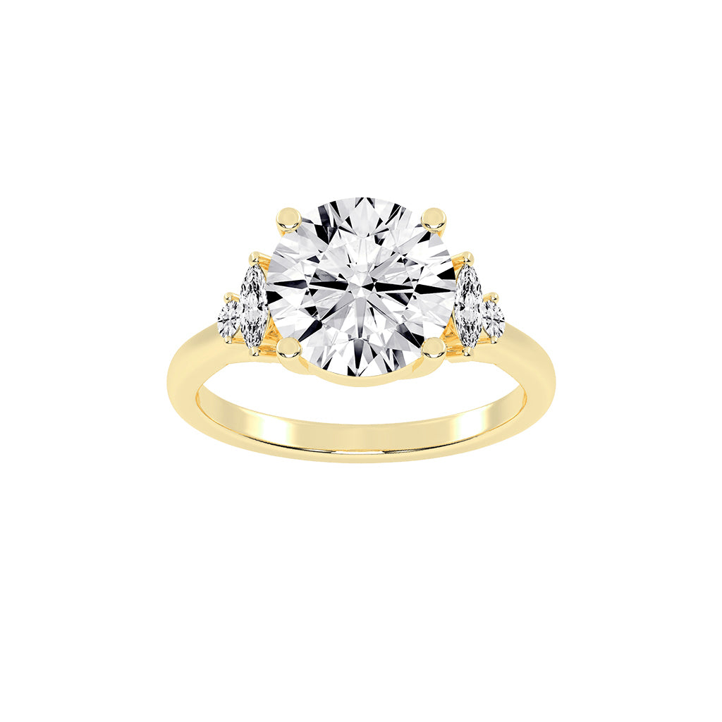 Sidelle four prong round cut side stone lab diamond ring