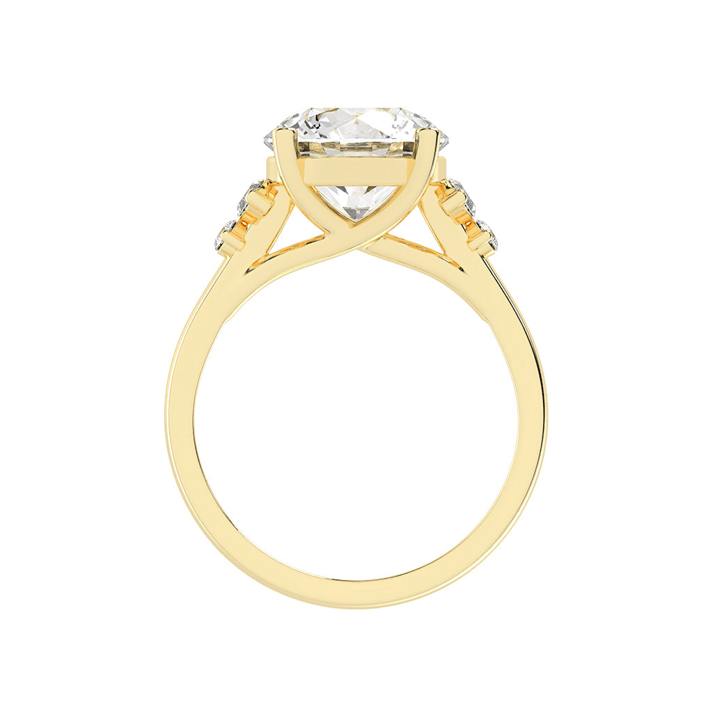 Sidelle four prong round cut side stone lab diamond ring