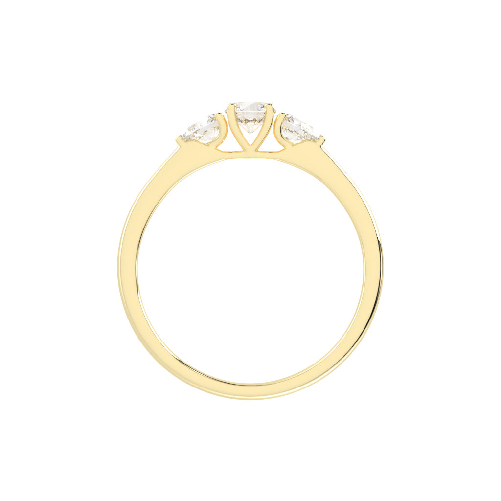 Trisaria pear shaped three stone lab diamond ring