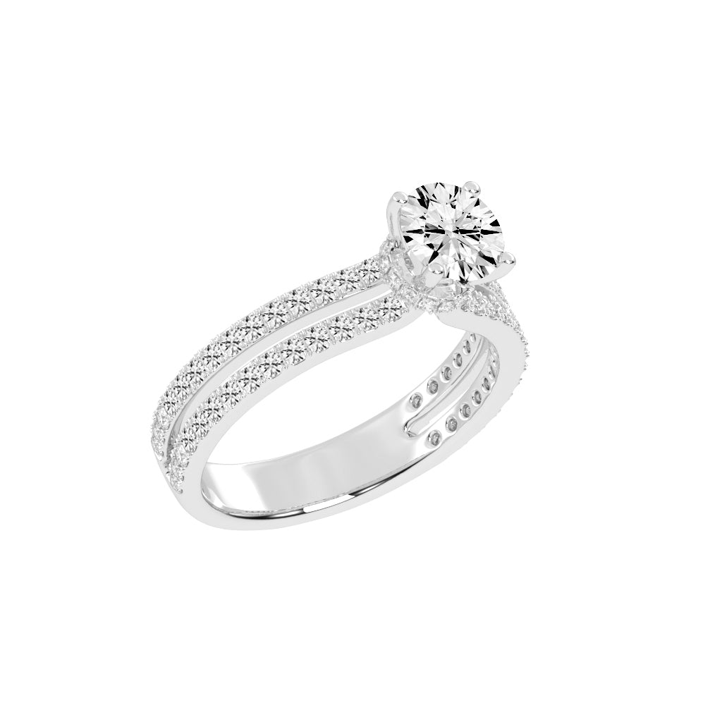 Sidovia split round cut side stone lab diamond ring