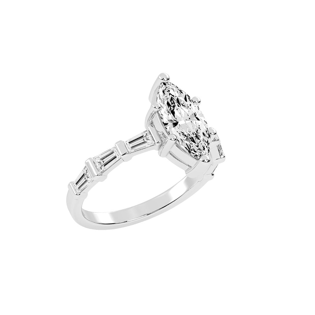 Veriside Marquise Side Stone Lab Diamond Ring