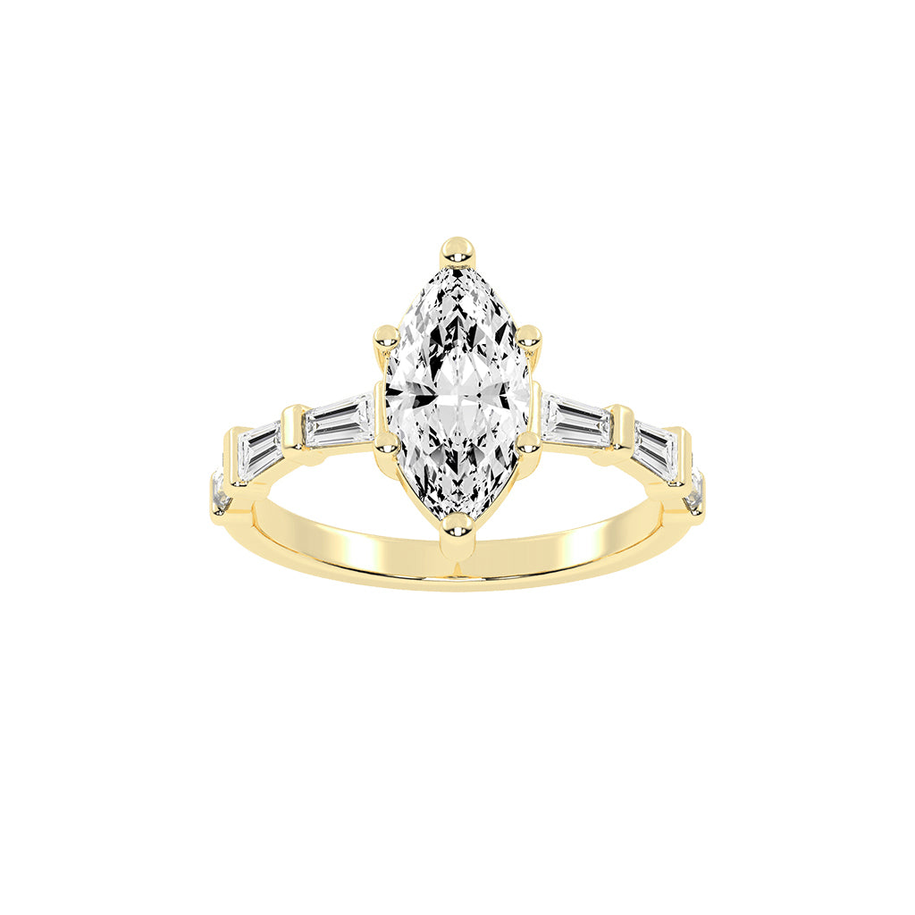 Veriside Marquise Side Stone Lab Diamond Ring