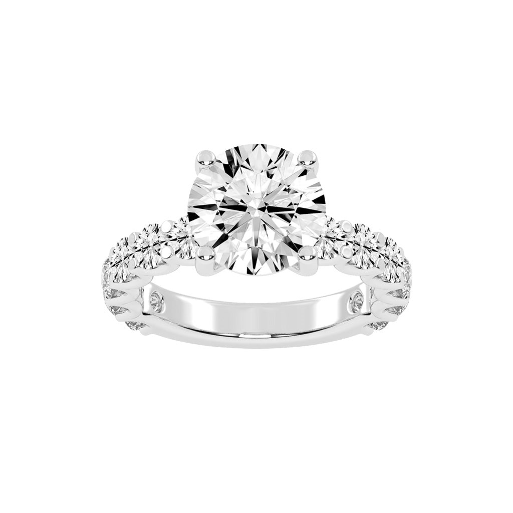 Sidoline Round Cut Side Stone Lab Diamond Ring