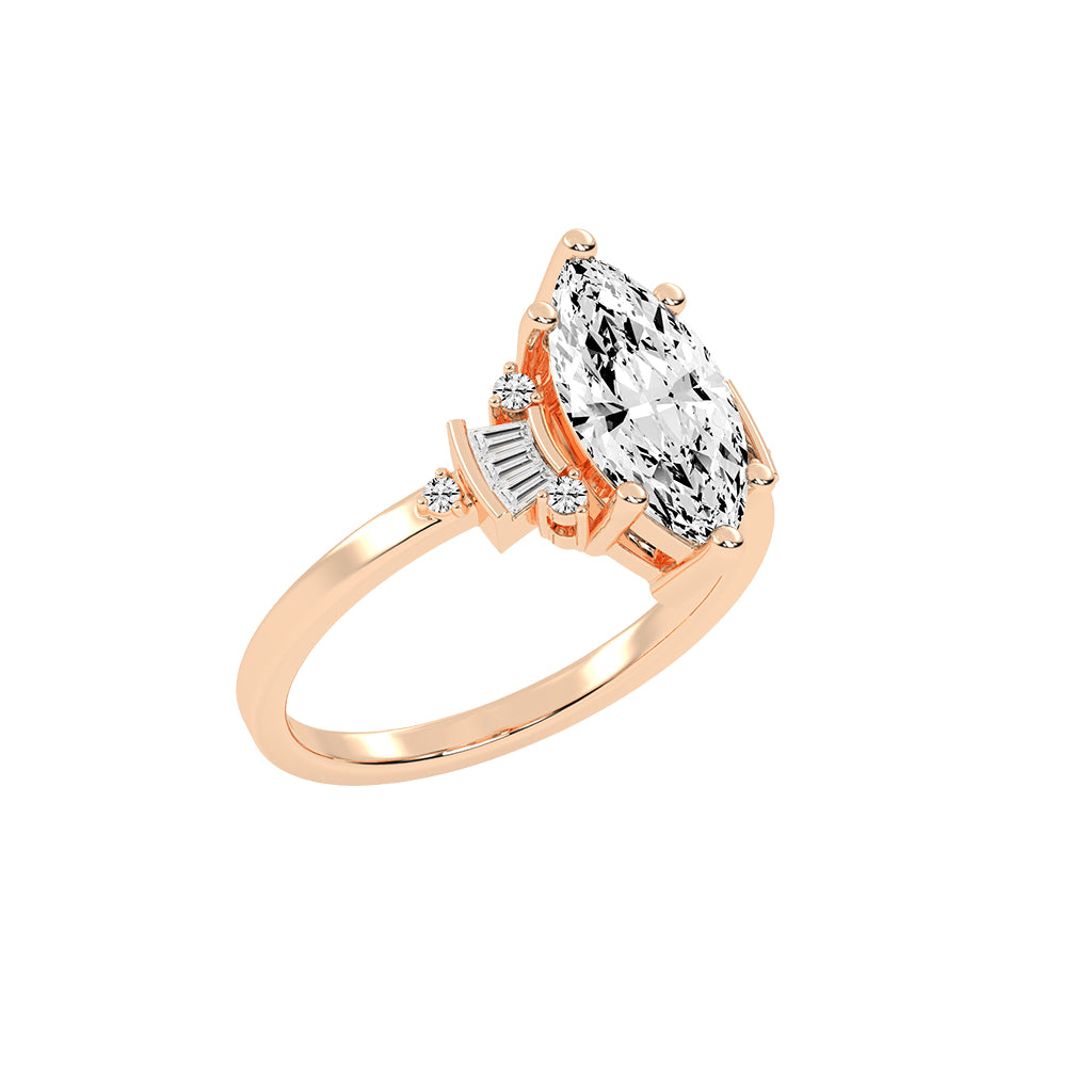 Serenix Six Prong Marquise Cut Classic Lab Diamond Ring