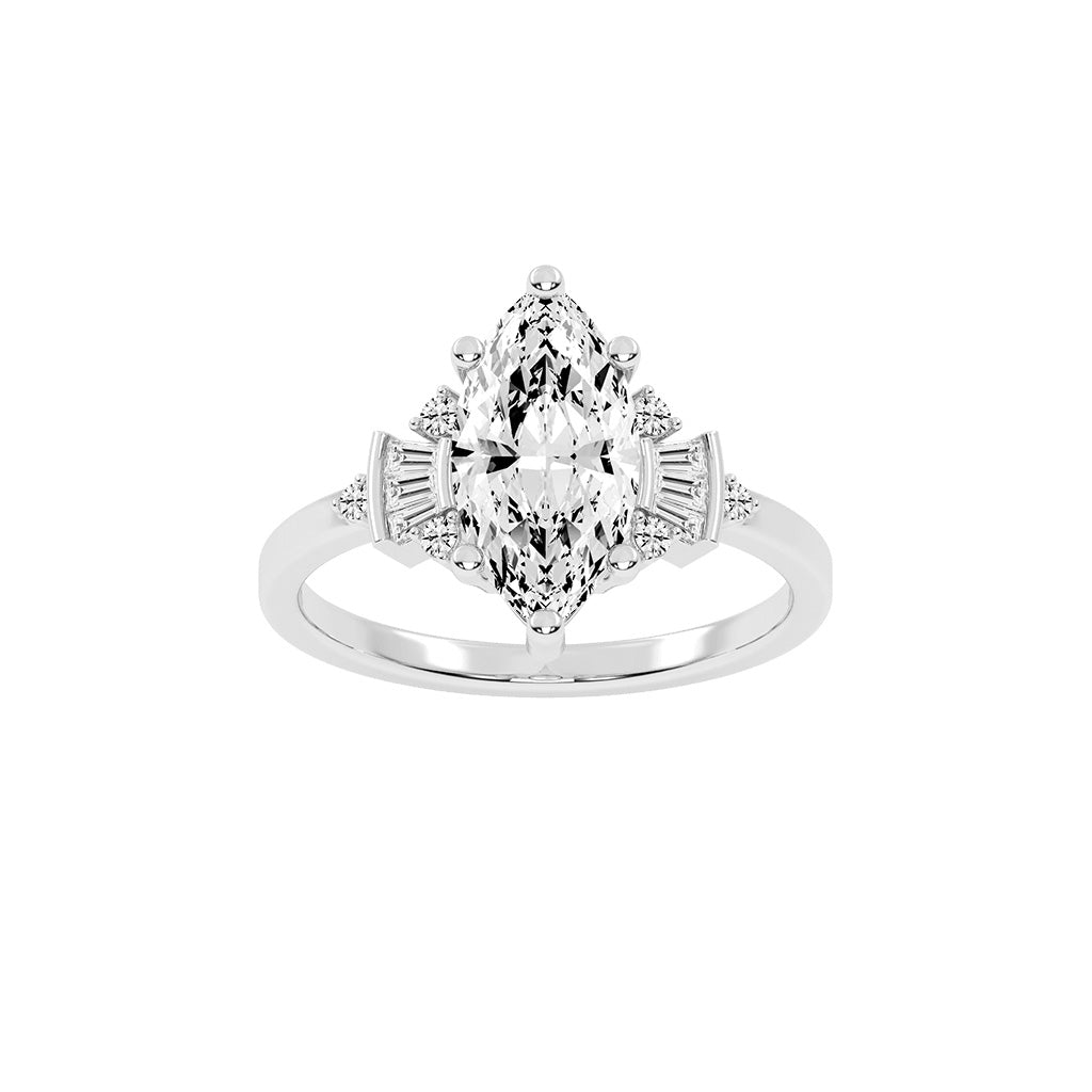 Serenix Six Prong Marquise Cut Classic Lab Diamond Ring