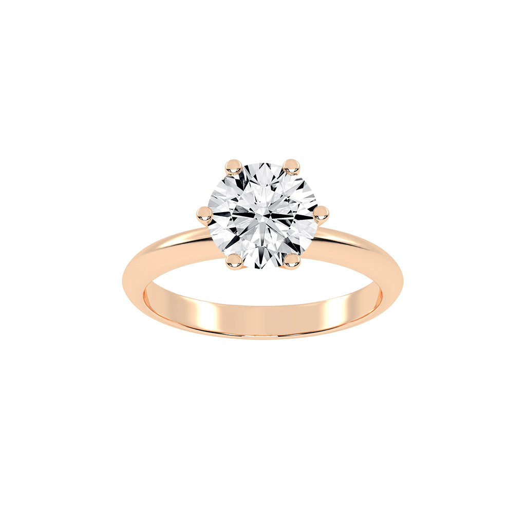 Solastrina Six Prong Round Cut Solitaire Lab Diamond Ring