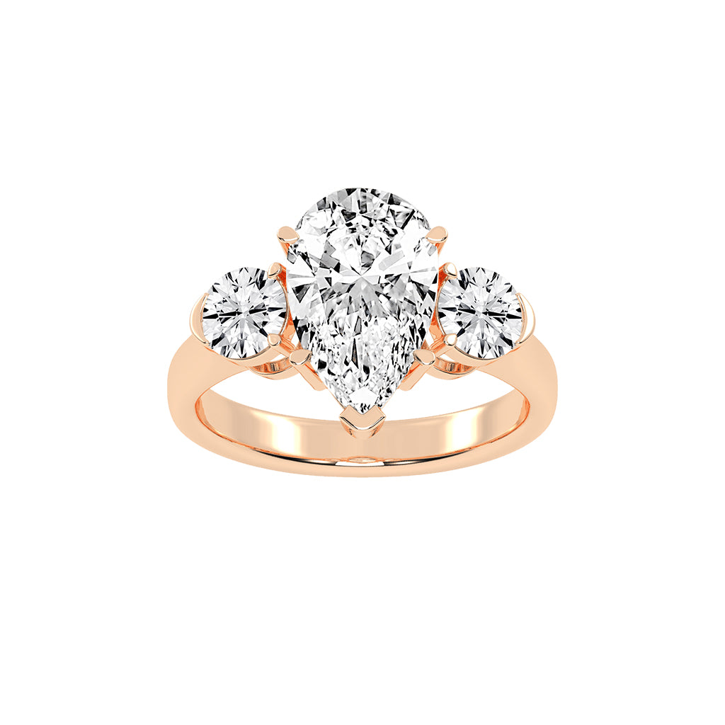 Triosium Pear Cut Three Stone Lab Diamond Ring