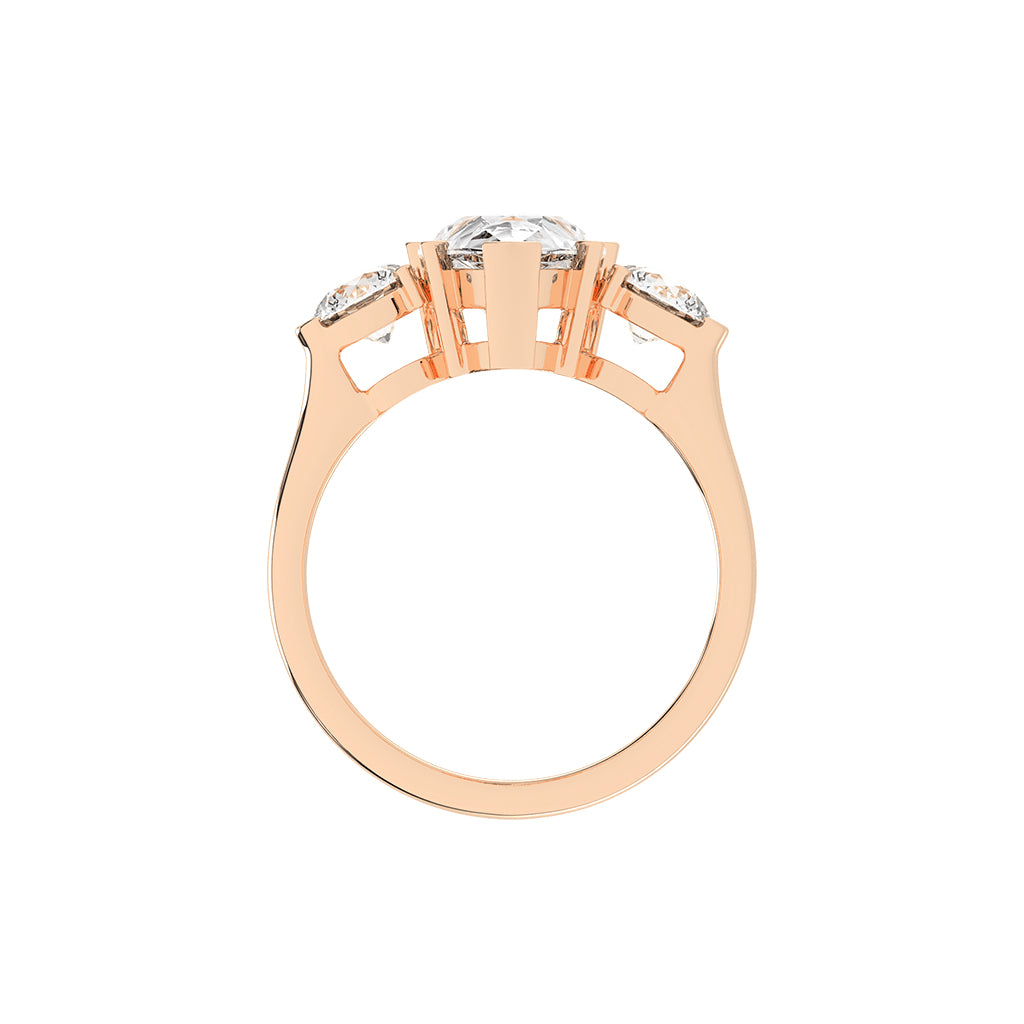 Triosium Pear Cut Three Stone Lab Diamond Ring