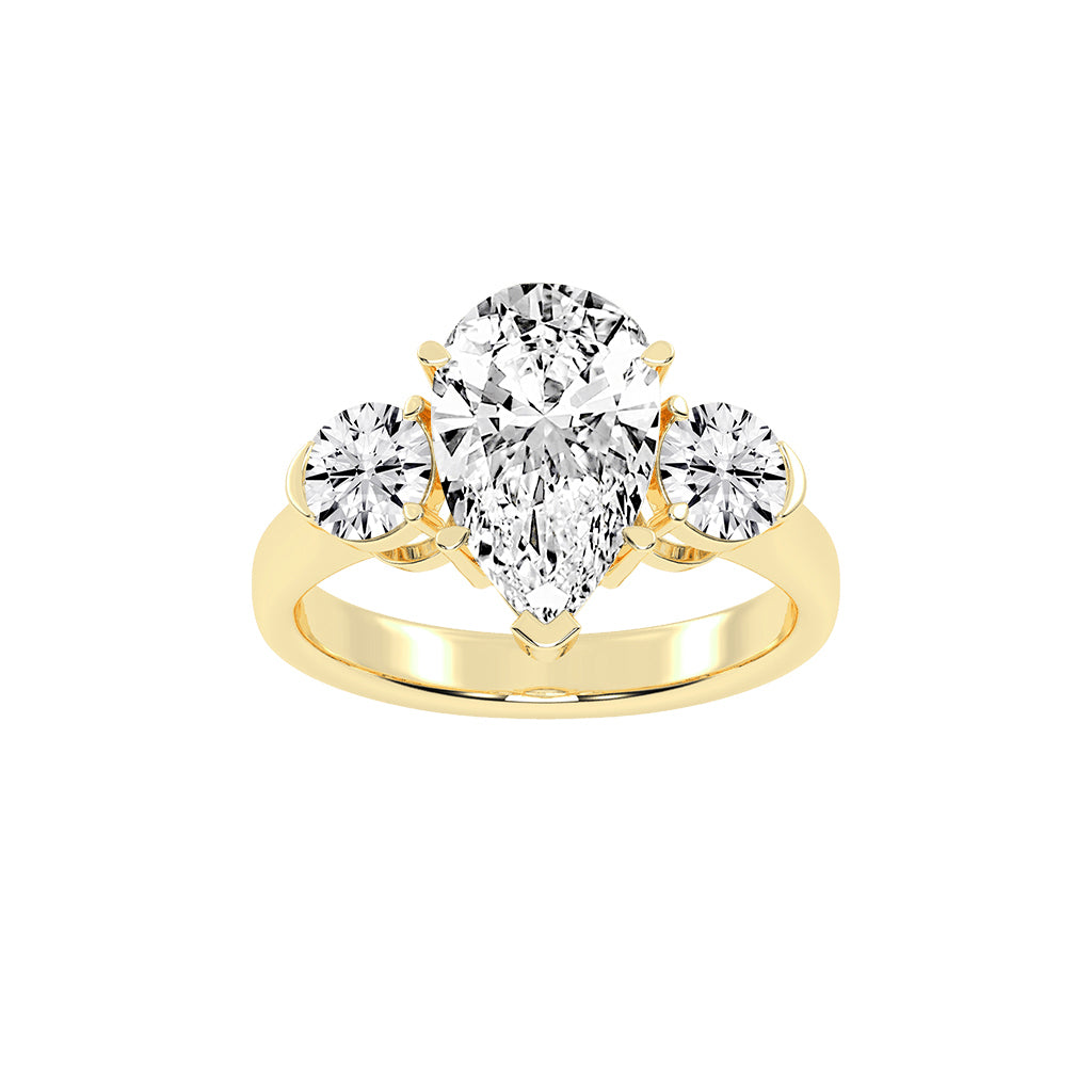 Triosium Pear Cut Three Stone Lab Diamond Ring