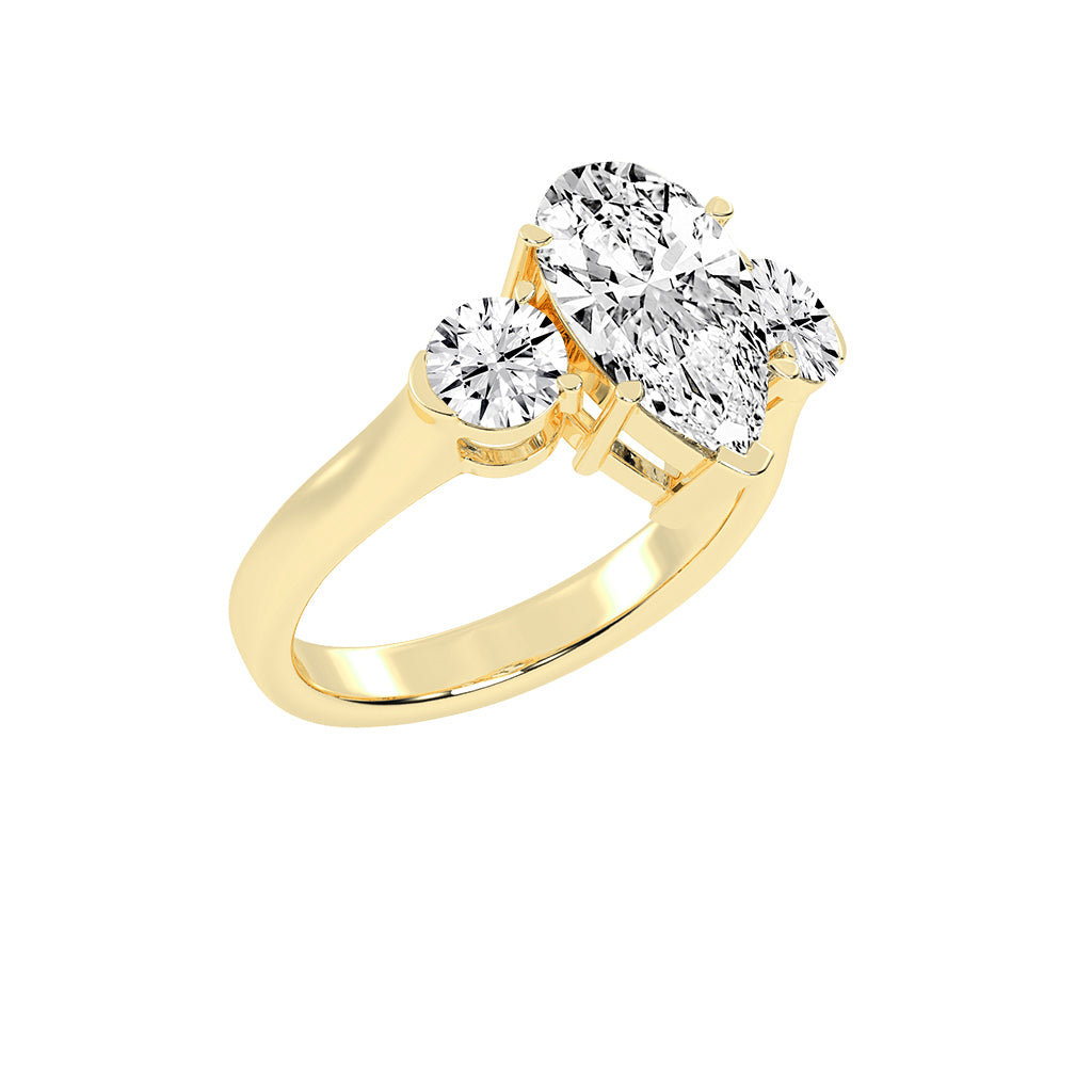 Triosium Pear Cut Three Stone Lab Diamond Ring