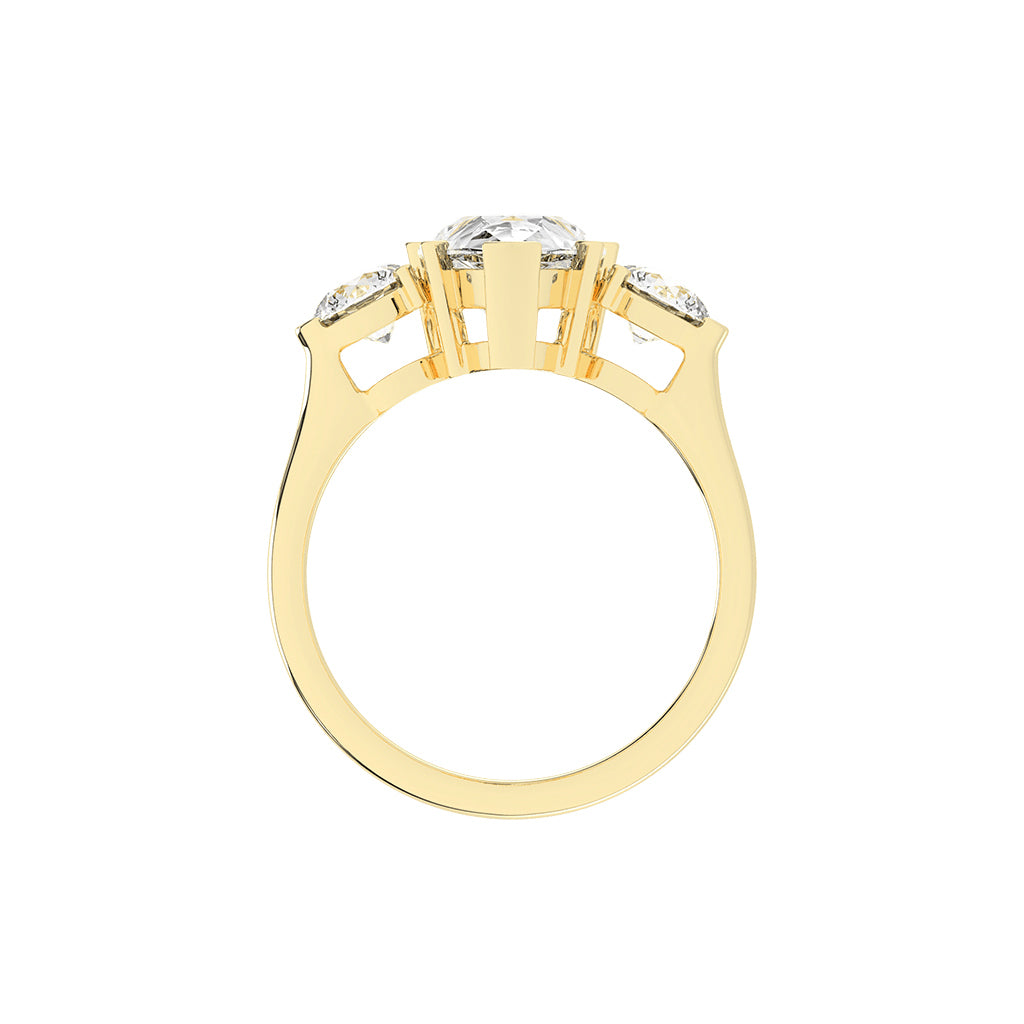 Triosium Pear Cut Three Stone Lab Diamond Ring