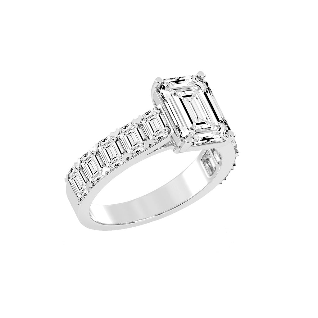 Luxistra Four Prong Emerald Cut Classic Lab Diamond Ring