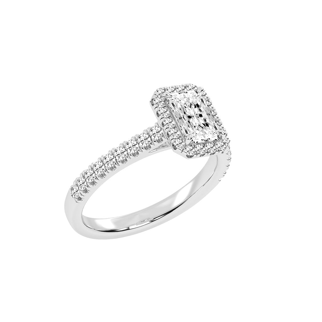 Haliente Radiant Cut Halo Lab Diamond Ring