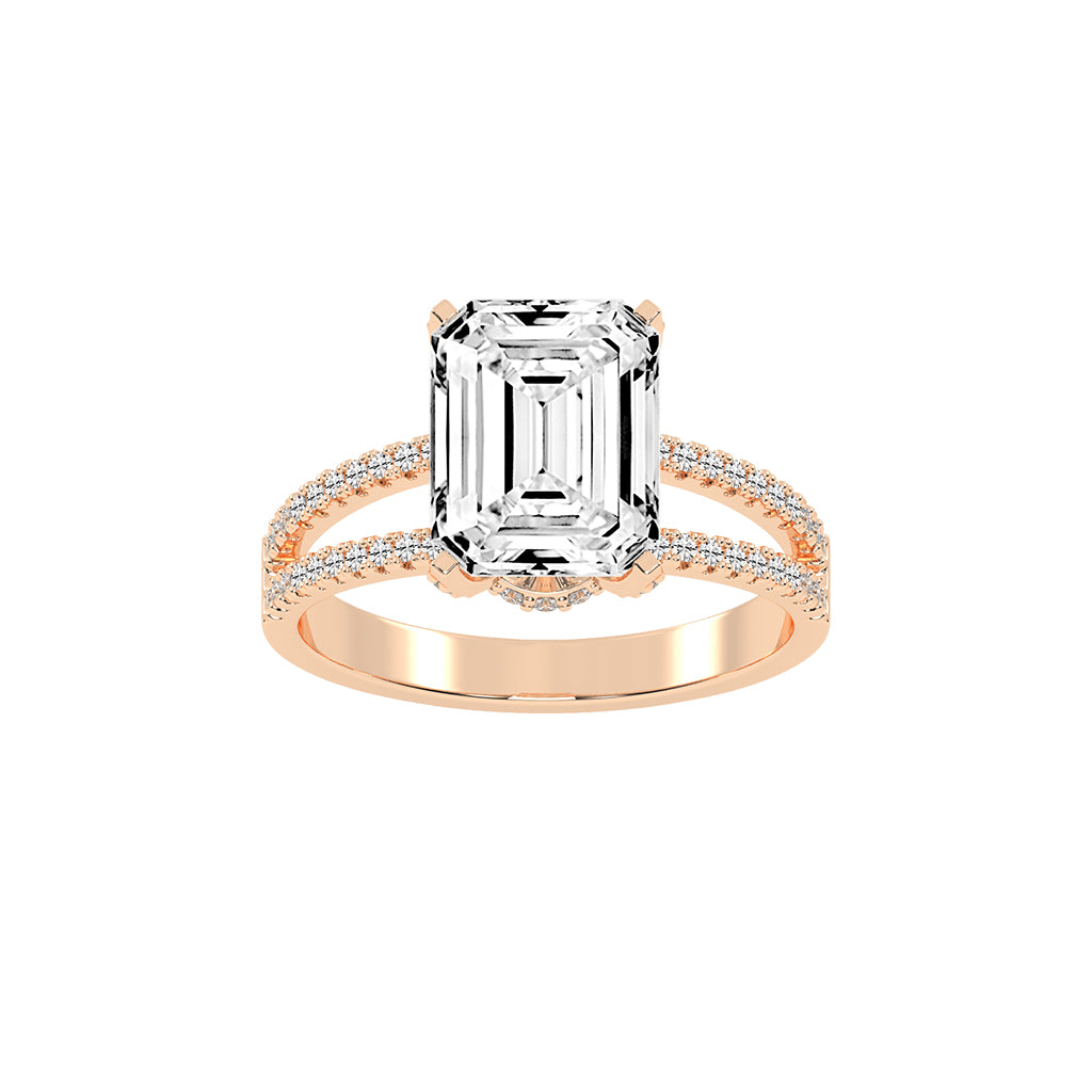 Alurene Split Shank Emerald Cut Classic Lab Diamond Ring