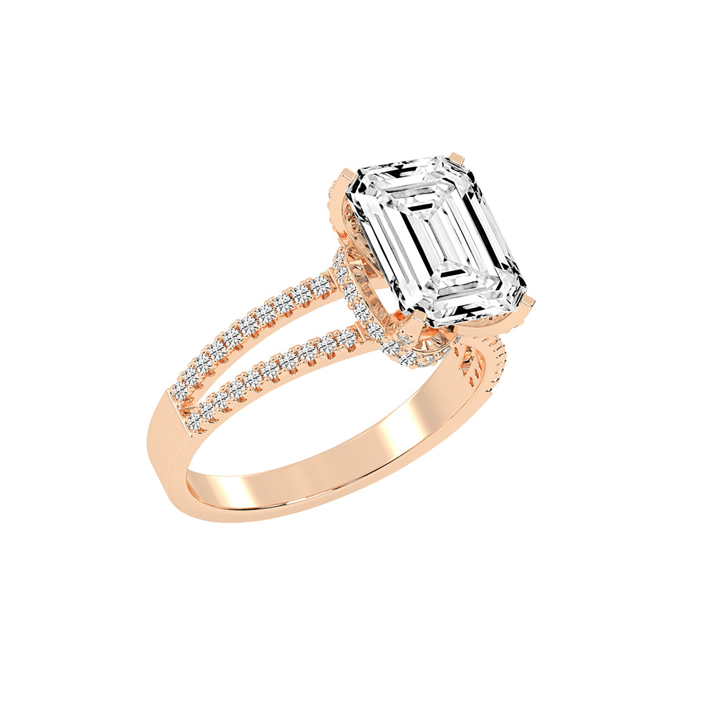 Alurene Split Shank Emerald Cut Classic Lab Diamond Ring
