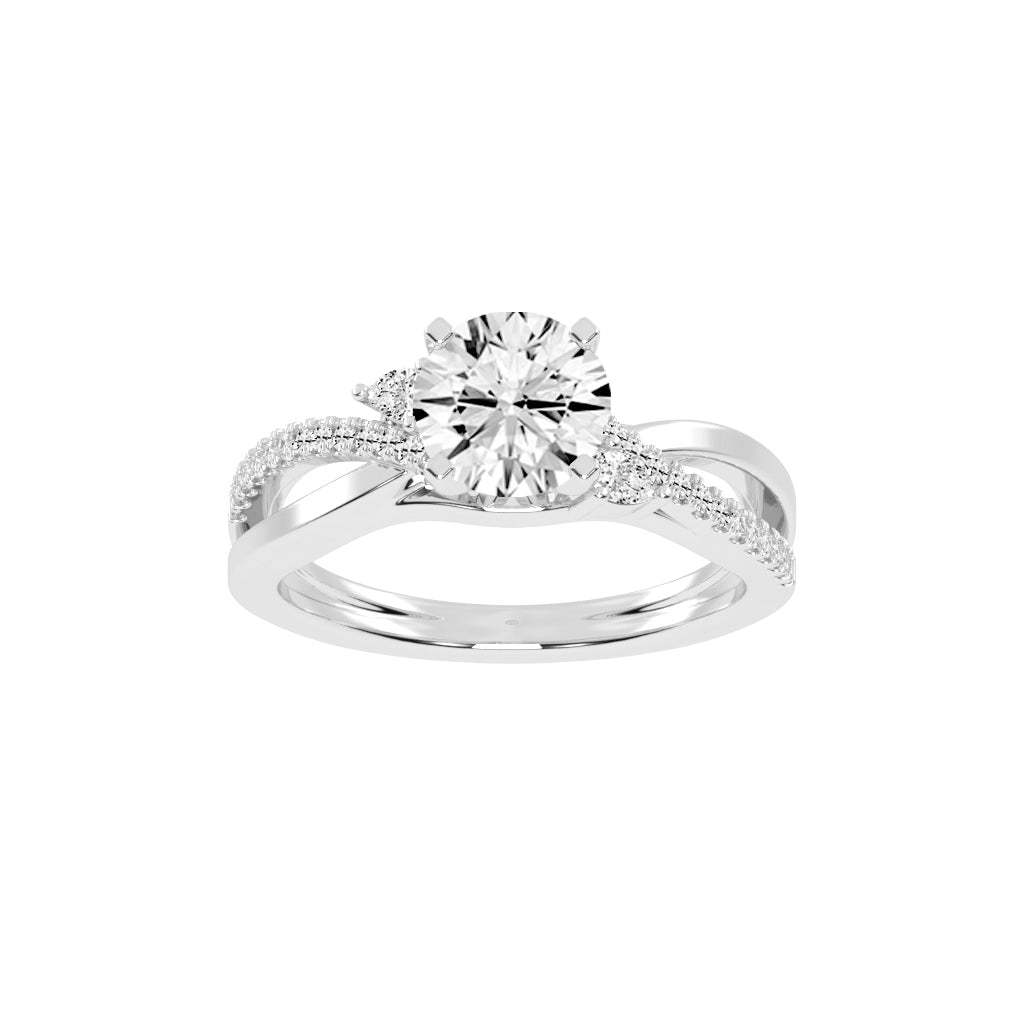 Aurelon Split Shank Round Cut Classic Lab Diamond Ring