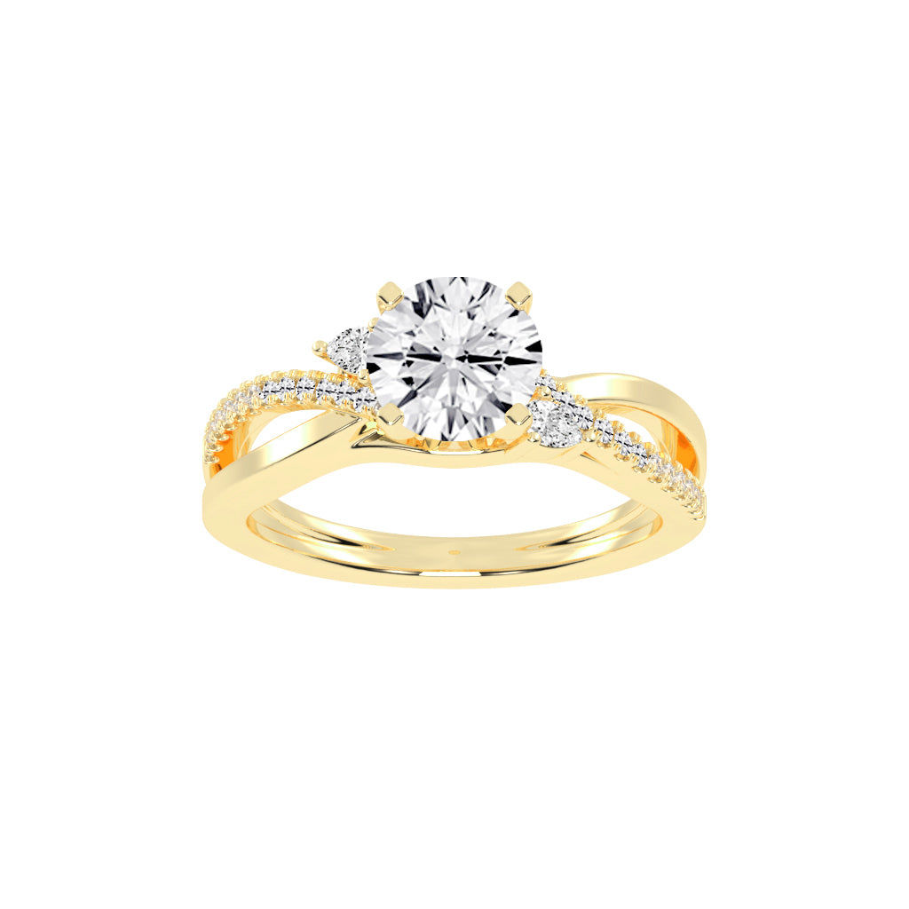 Aurelon Split Shank Round Cut Classic Lab Diamond Ring