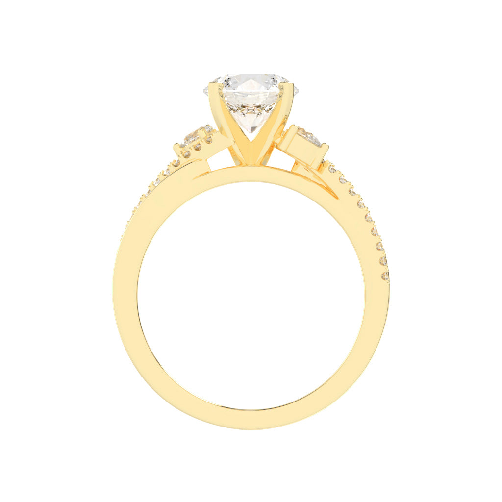 Aurelon Split Shank Round Cut Classic Lab Diamond Ring