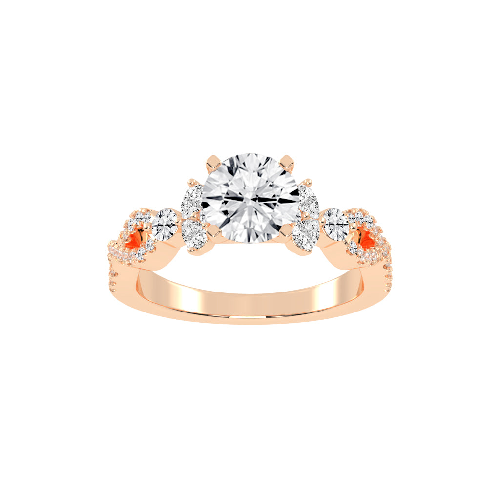 Crystalia Bezel Round Cut Classic Lab Diamond Ring