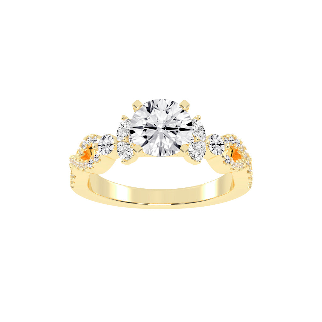 Crystalia Bezel Round Cut Classic Lab Diamond Ring