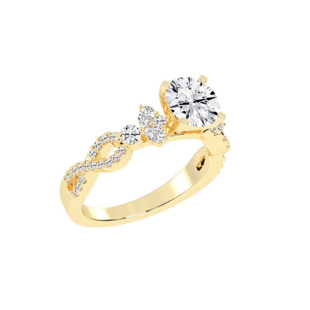 Crystalia Bezel Round Cut Classic Lab Diamond Ring