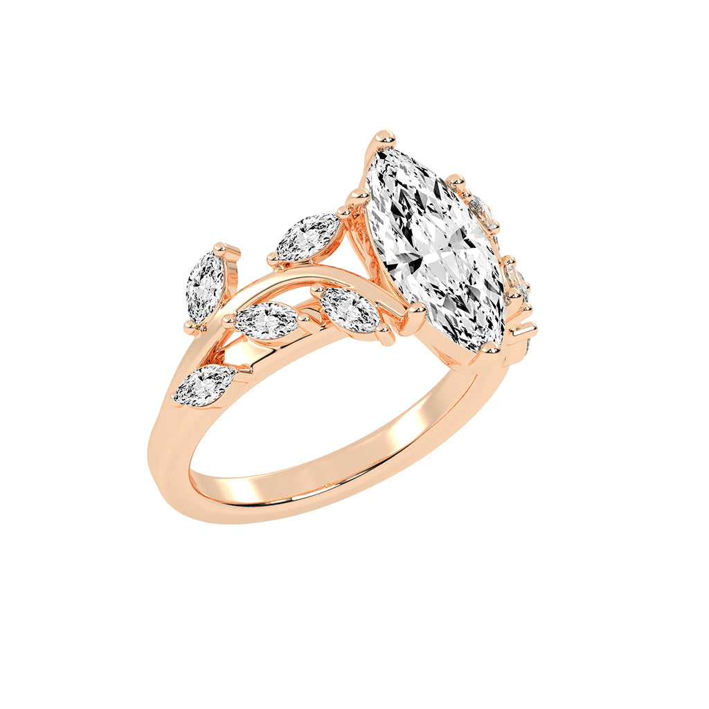 Stellara Six Prong Marquise Cut Classic Lab Diamond Ring