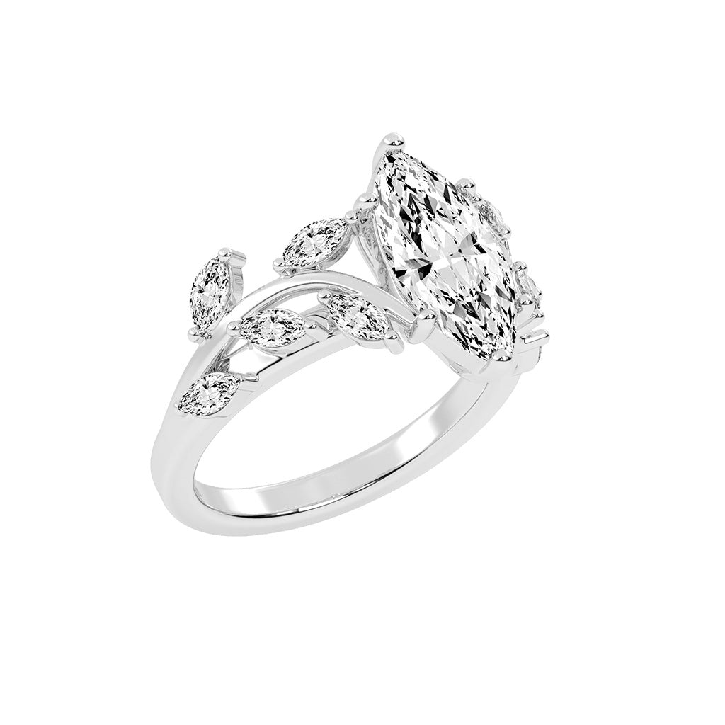 Stellara Six Prong Marquise Cut Classic Lab Diamond Ring