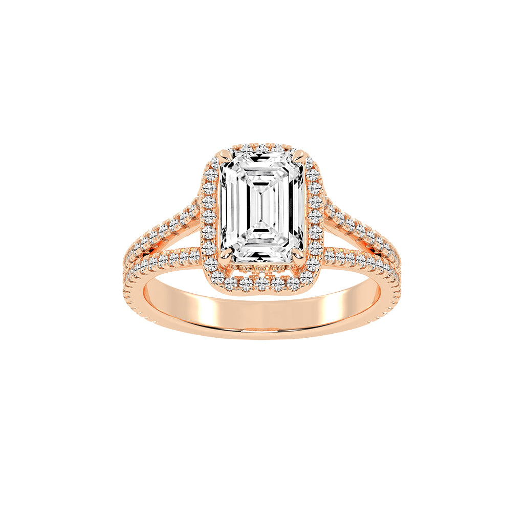 Vitrana Split Shank Emerald Cut Classic Lab Diamond Ring