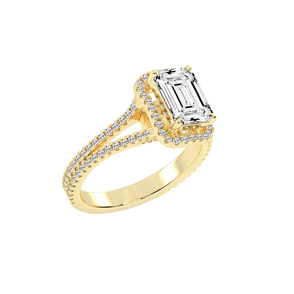 Vitrana Split Shank Emerald Cut Classic Lab Diamond Ring