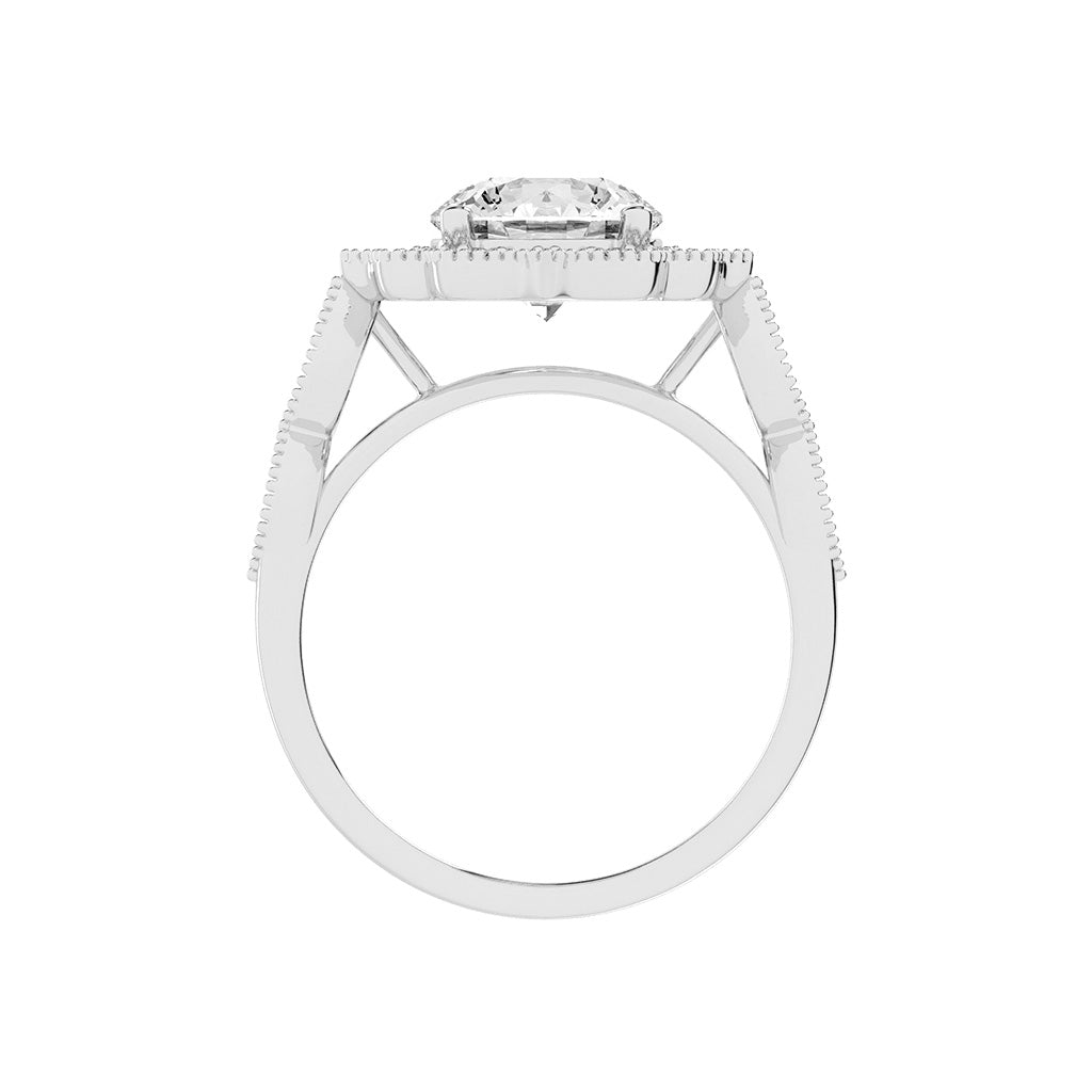 Halinara Sunburst Round Cut Halo Lab Diamond Ring