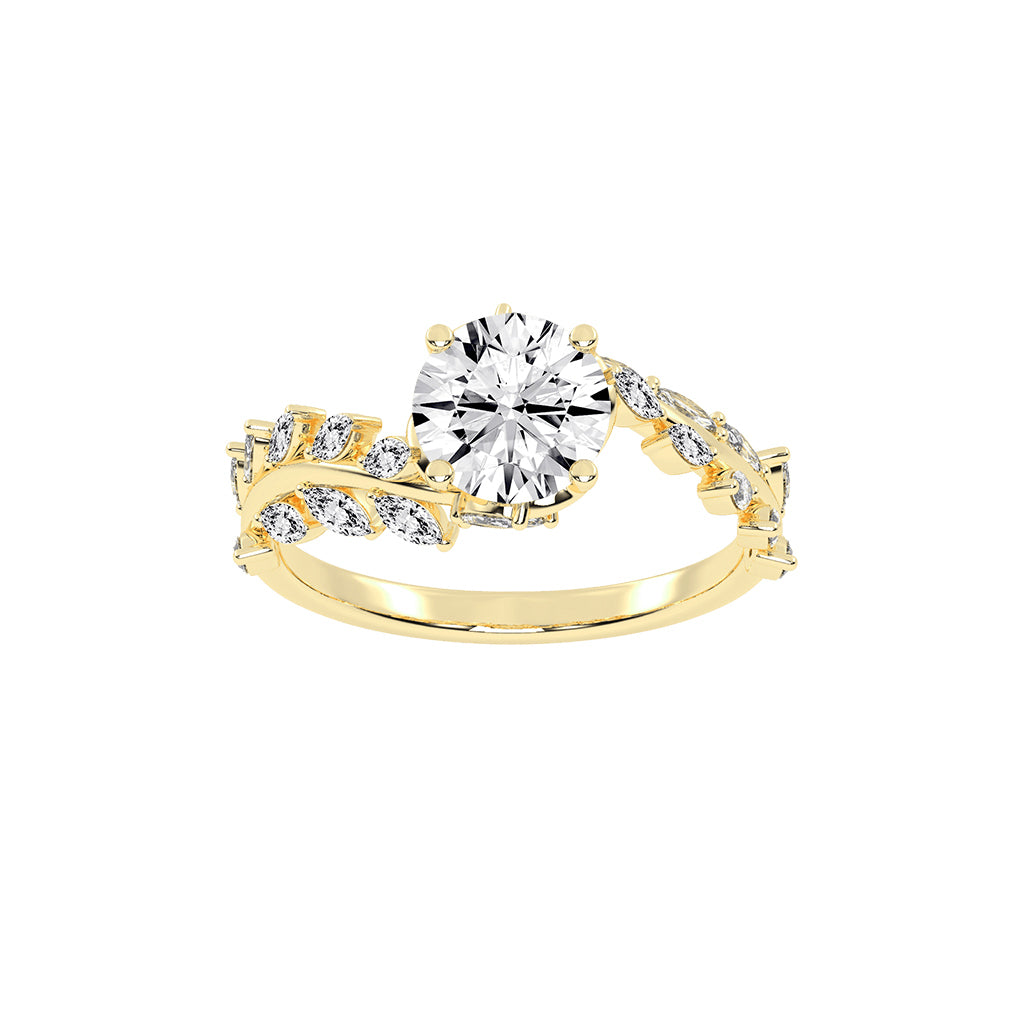 Sidriva Bypass Round Cut Side Stone Lab Diamond Ring
