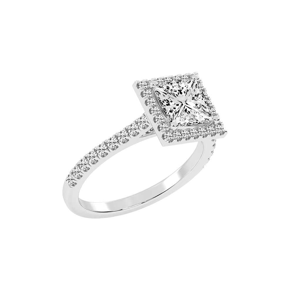 Diamaleon Princess Cut Halo Lab Diamond Ring