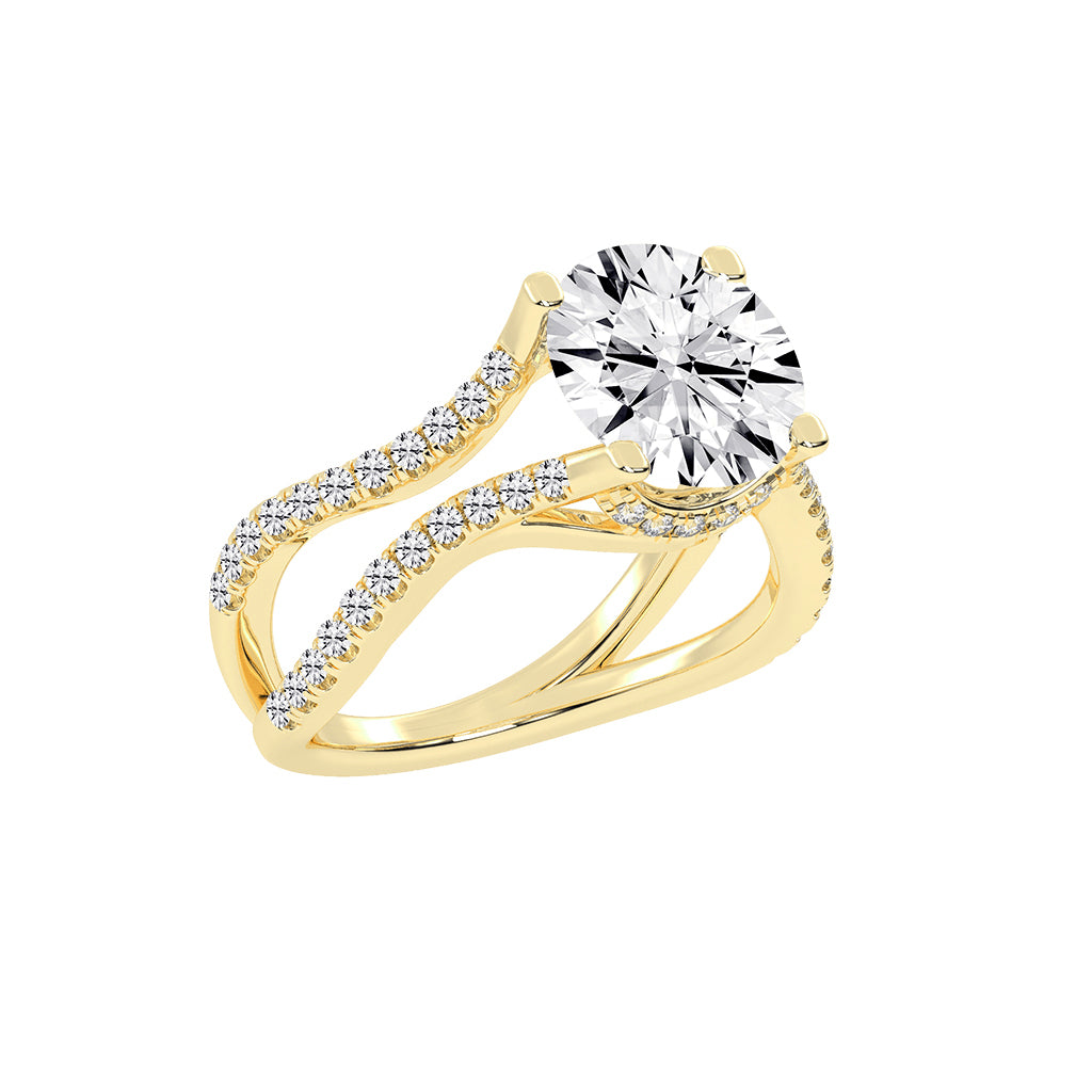 Brivona Split Shank Round Cut Lab Diamond Ring
