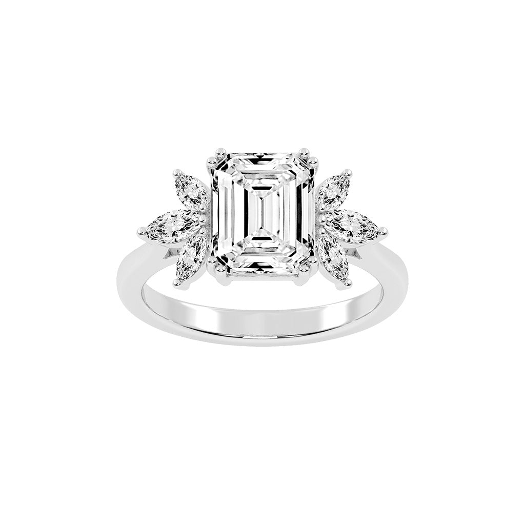 Alluvia Double Prong Emerald Cut Classic Lab Diamond Ring