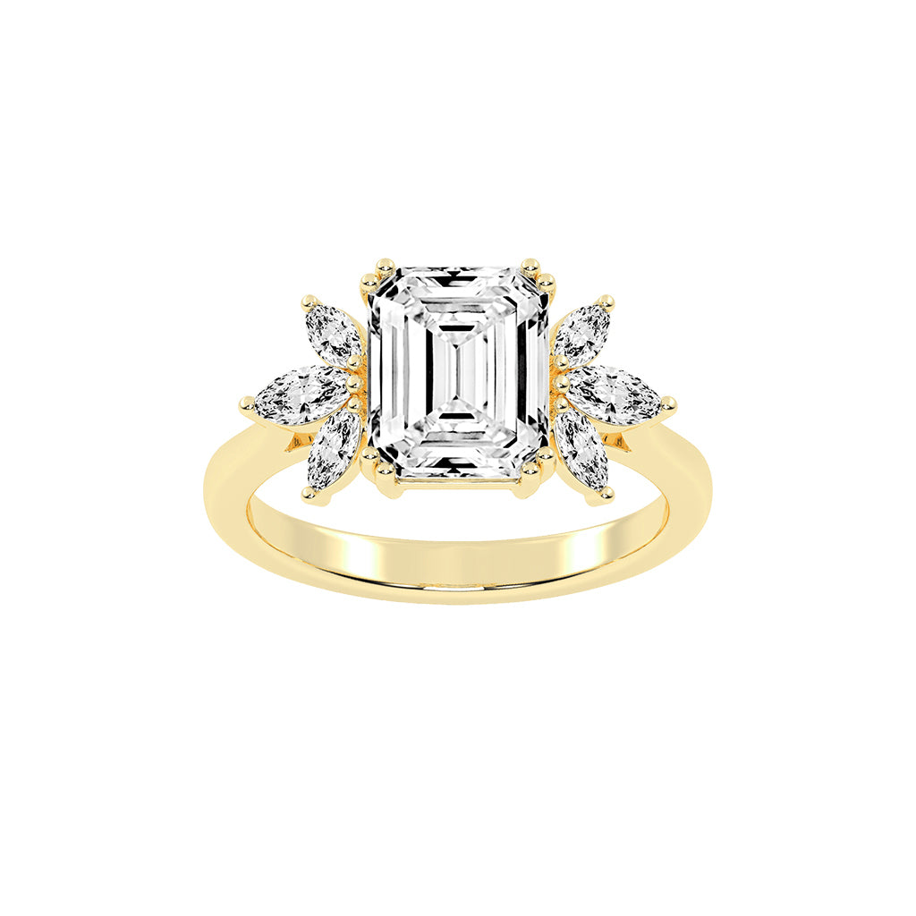 Alluvia Double Prong Emerald Cut Classic Lab Diamond Ring