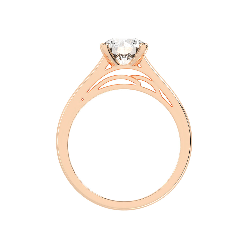 Solinae Cathedral Round Cut Lab Diamond Ring