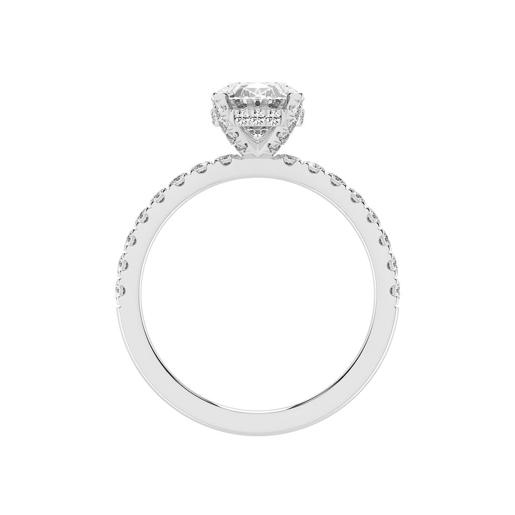 Glimare Oval Cut Side Stone Lab Diamond Ring