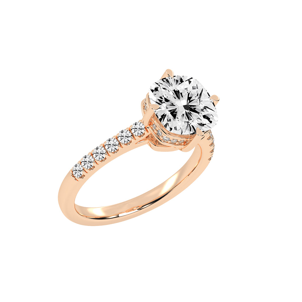 Halivora Petite Claw Cushion Cut Halo Lab Diamond Ring