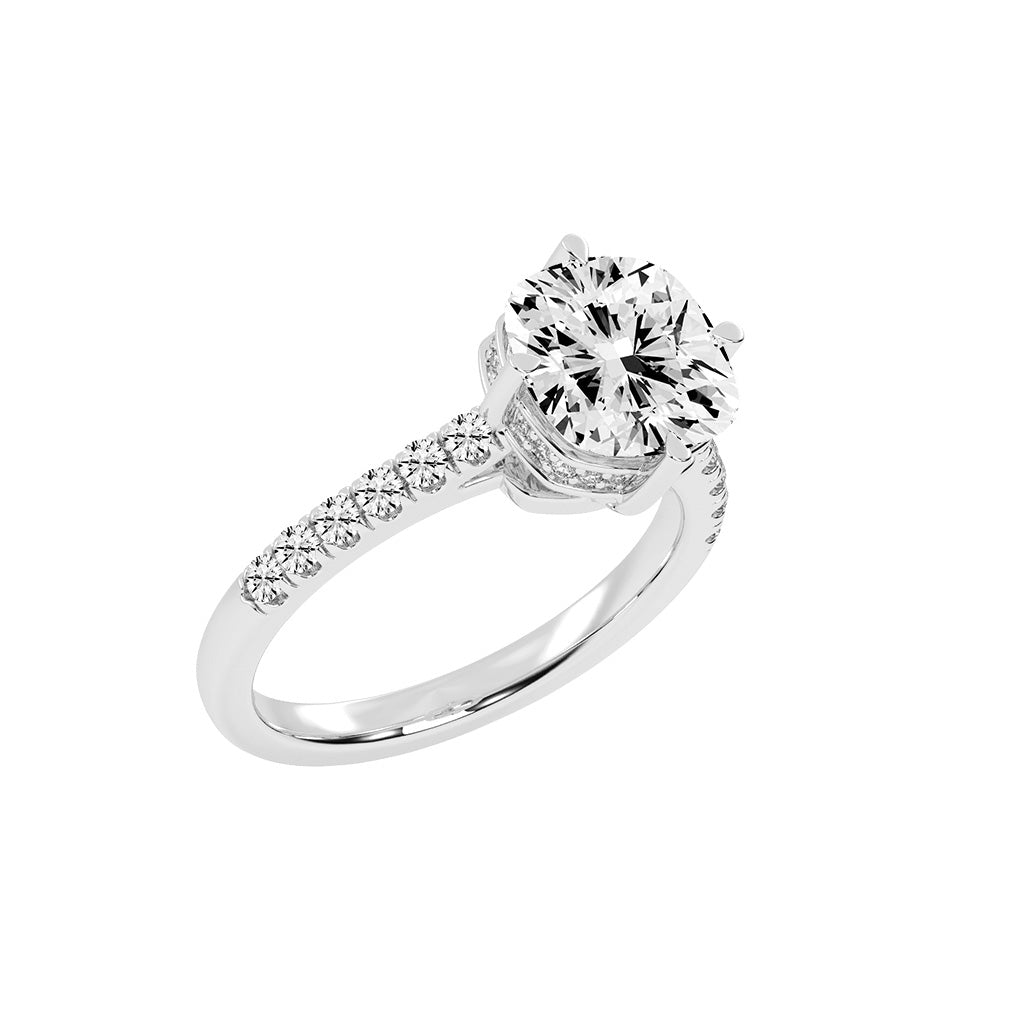 Halivora Petite Claw Cushion Cut Halo Lab Diamond Ring