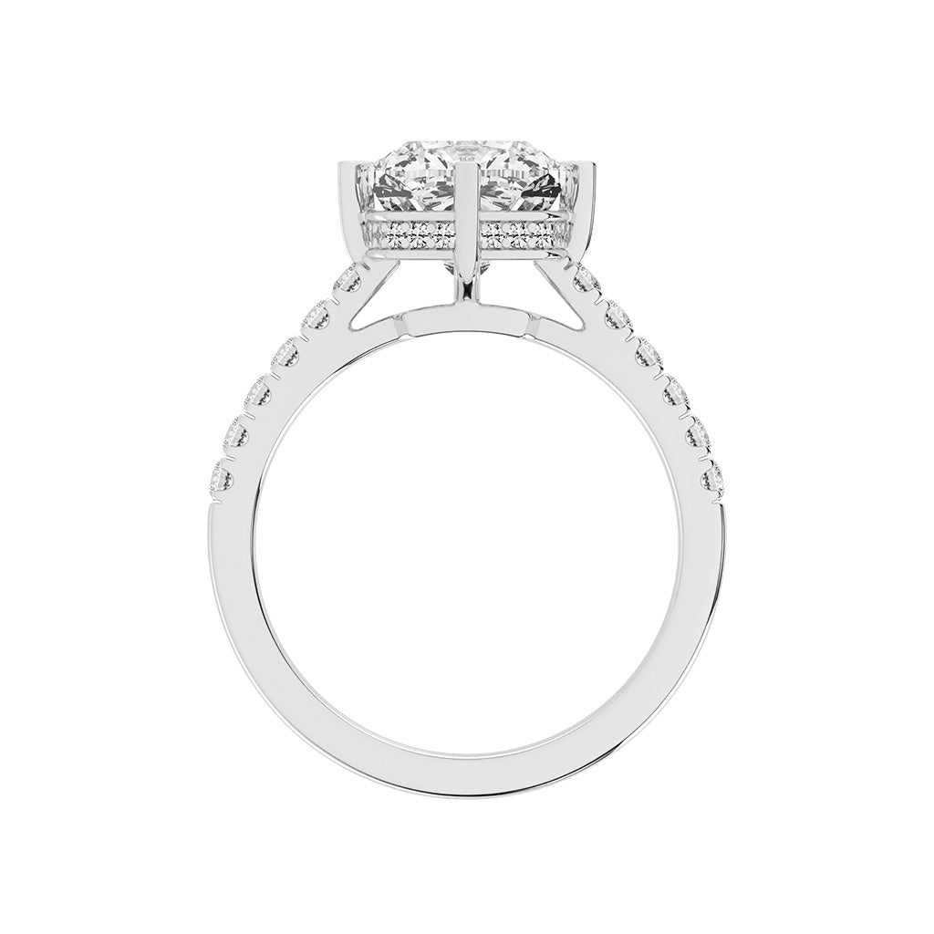 Halivora Petite Claw Cushion Cut Halo Lab Diamond Ring