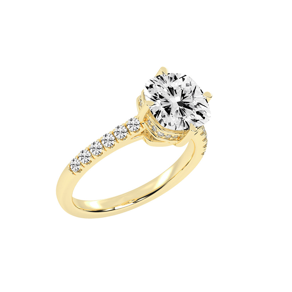 Halivora Petite Claw Cushion Cut Halo Lab Diamond Ring