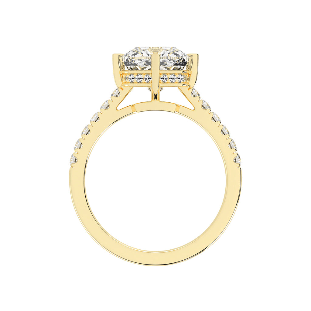 Halivora Petite Claw Cushion Cut Halo Lab Diamond Ring